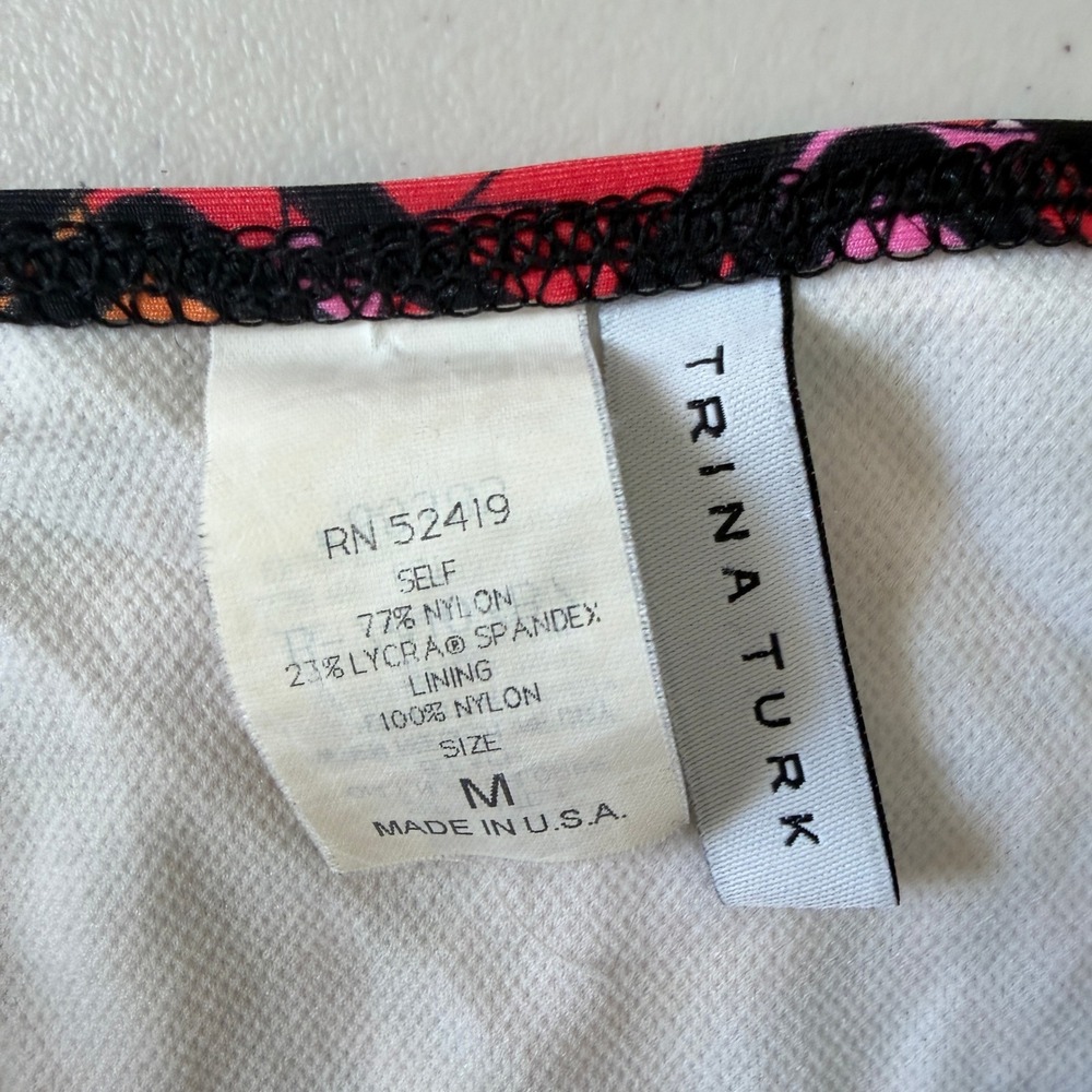 Trina Turk‎ Two Piece Bikini Swimsuit Abstract Black Pink Size M XS - Picture 3 of 5